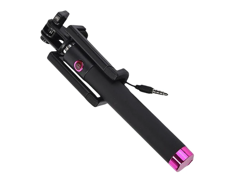 Mini Wired Selfie Sticks Portable Universal for Vlog Photograph Family Rose Red