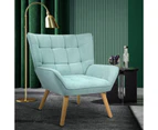 Oikiture Armchair Accent Chairs Sofa Lounge Fabric Upholstered Tub Chair Blue