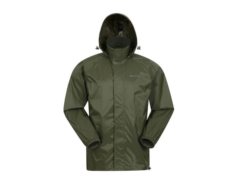 Mountain Warehouse Men's Waterproof Rain Jacket Breathable Coat Packaway Bag - Khaki
