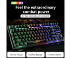 1xGK-10 87 Keys Mechanical Gaming Keyboard RGB LED Rainbow Backlit for PC Gamers