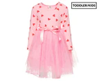 Gem Look Girls' Love Hearts Tutu Dress - Pink