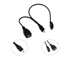 20cm/30cm Micro to USB & Micro USB Male to OTG Host Power Adapter Connector
