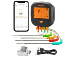 Inkbird WIFI Meat Thermometer Digital Rechargeable Thermometer Magnet Timer IBBQ-4T  Free App Remote Control BBQ Grill Cooking Smoking