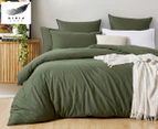 Gioia Casa Vintage Washed Cotton Bed Quilt Cover Set - Khaki Green