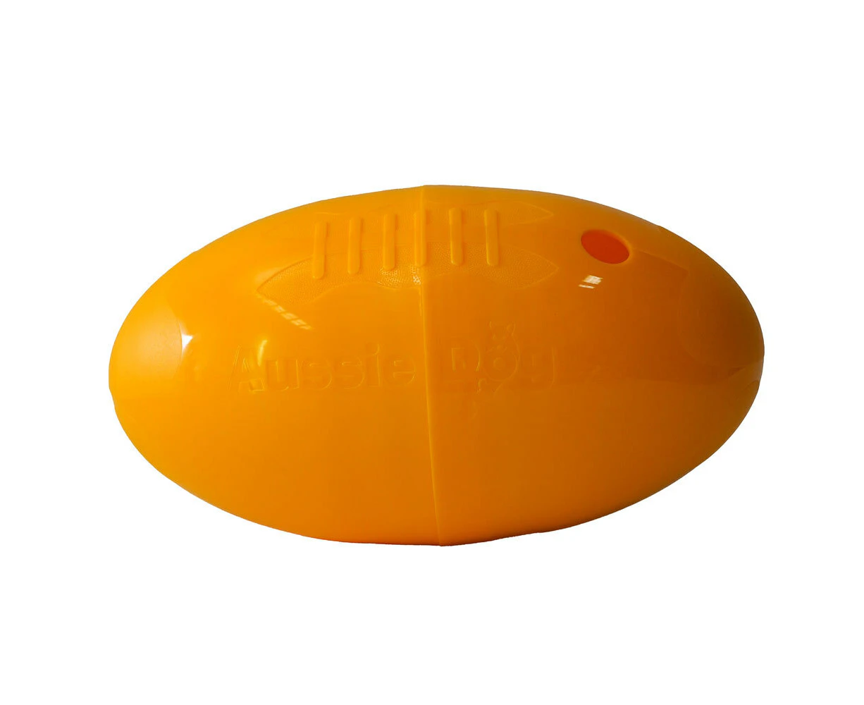 Aussie Dog Products 21cm Pet Toy Food Dispenser Feeder Hard Football Yellow S