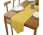 Bestier Cotton Linen Doily Diamond Checkered Table Runner Home Decorate-Yellow