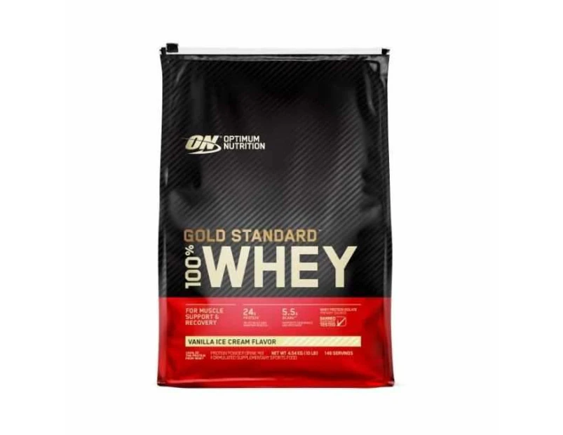 Optimum Nutrition 100% Gold Standard Whey Protein Powder - 4.54KG - 10LB - Vanilla Ice Cream - Vanilla Ice Cream