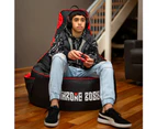 Gaming Bean Bag Chair for Adults [Cover ONLY No Filling] with High Back (Black/Blue) Gamer Beanbag Gaming Chair
