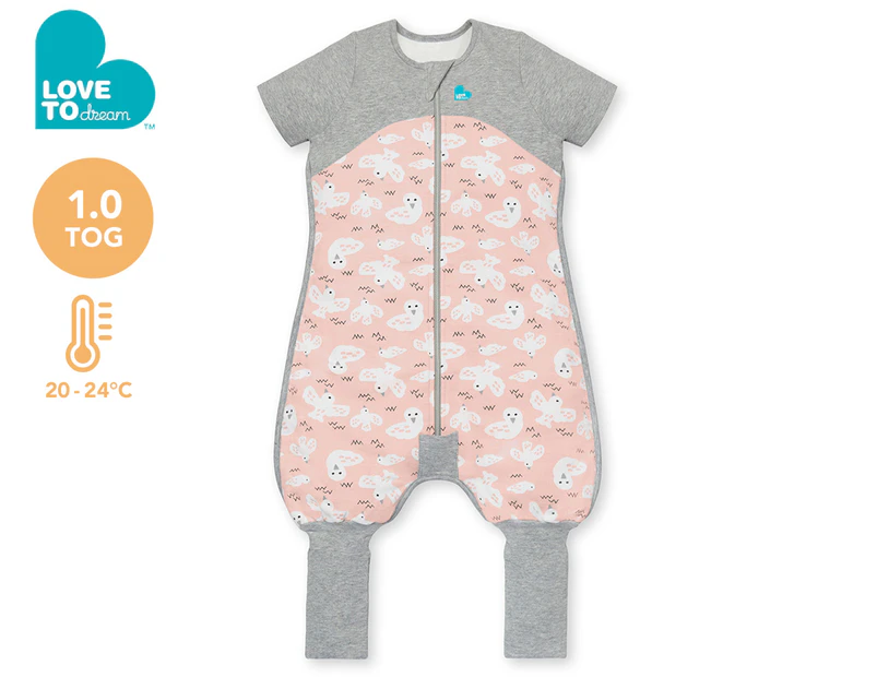 Love To Dream 1.0 Tog Organic Sleep Suit - Pink Doves