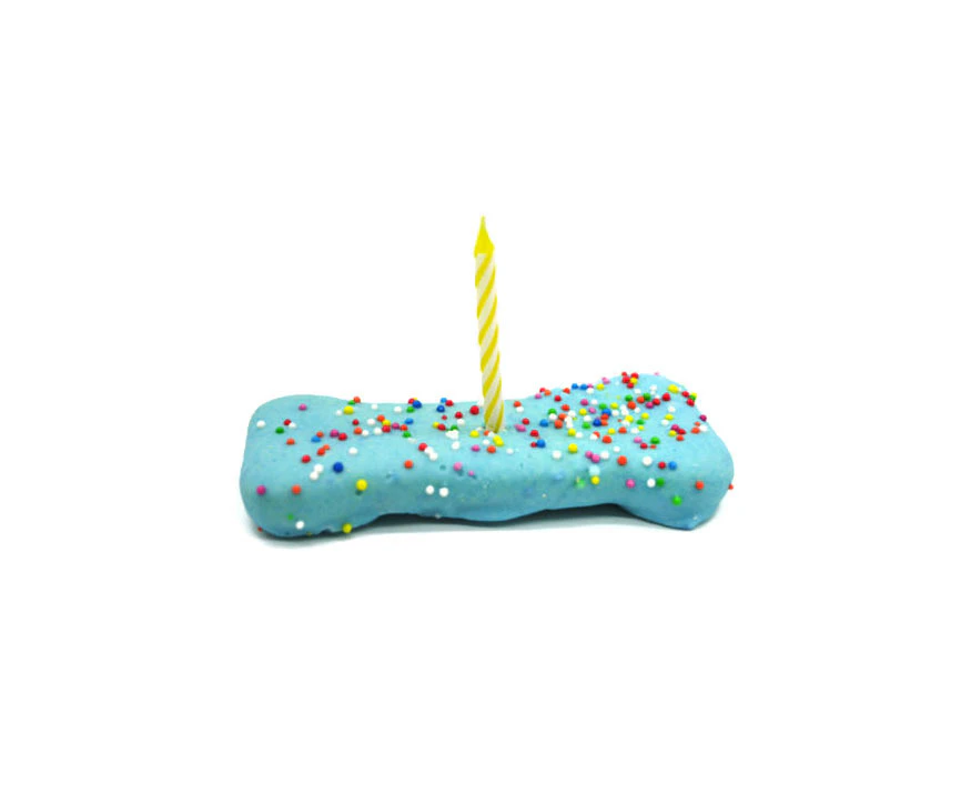 Birthday Blue Bone Dog Treat for Dogs & Puppies with Candle by Wagalot