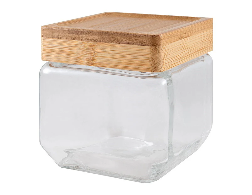 Scullery Bamboo & Glass Square Food & Treat Canister 750ml