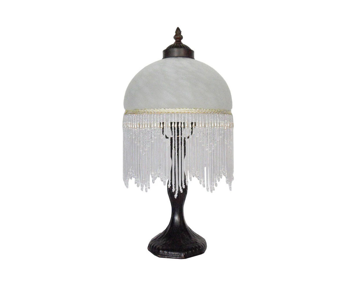 Beaded Victorian Table Lamp White