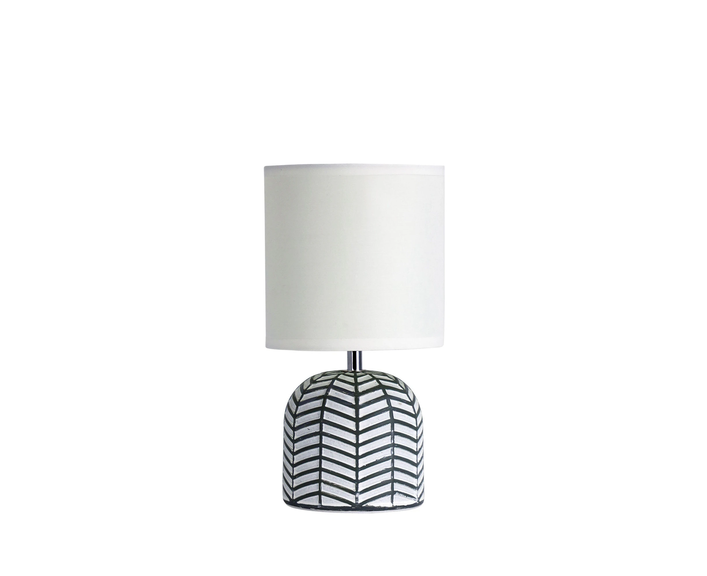 Ceramic Table Lamp With White Drum Shade - White