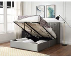 Empress Premium PU Fabric Double Bed Frame Silver Gaslift