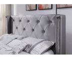 Empress Premium PU Fabric King Bed Frame Silver Gaslift