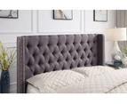 Bologna Premium Fabric Queen Bed Frame Grey Drawers