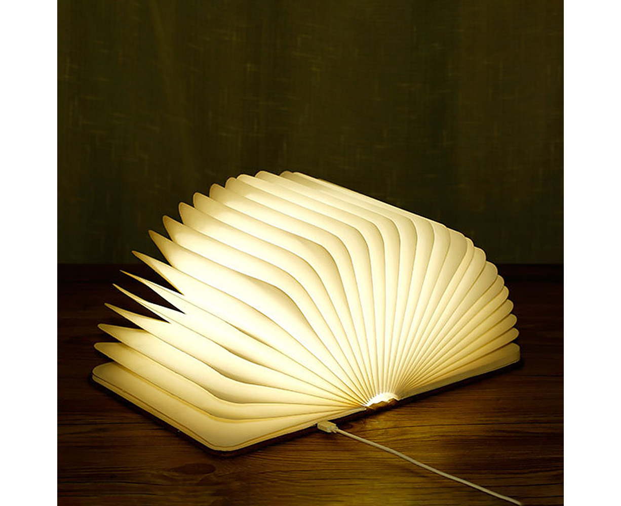 wooden folding book light