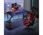 Costway Gaming Desk PC Computer Desk Carbon Fiber Desktop Home Office Writing Table Gamer with Cup/Book Holder & Headphone Hook