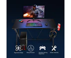 Costway Gaming Desk PC Computer Desk Carbon Fiber Desktop Home Office Writing Table Gamer with Cup/Book Holder & Headphone Hook