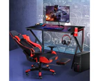 Costway Gaming Desk PC Computer Desk Carbon Fiber Desktop Home Office Writing Table Gamer with Cup/Book Holder & Headphone Hook