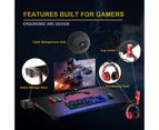 Costway Gaming Desk PC Computer Desk Carbon Fiber Desktop Home Office Writing Table Gamer with Cup/Book Holder & Headphone Hook