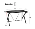 Costway Gaming Desk PC Computer Desk Carbon Fiber Desktop Home Office Writing Table Gamer with Cup/Book Holder & Headphone Hook