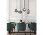 FOSSETTE Interior Dimpled Smoked/ Mirror Effect Glass Pendant Light- Oval