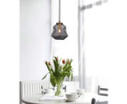 FOSSETTE Interior Dimpled Smoked/ Mirror Effect Glass Pendant Light- Angled Bell