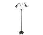 Stan Twin Floor Lamp in Antique Brass or Brushed Chrome - Brushed Chrome