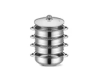 Toque Stainless Steel Steamer Meat Vegetable Cookware Hot Pot Kitchen 4 Tier