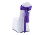50x Table Runners Coloured Satin Chair Sashes Covers Wedding Fabric Decoration - Eggplant