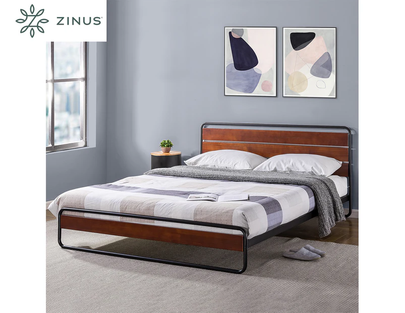 Zinus Metal & Wood Traditional Bed Frame