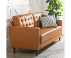 Zinus 3-Seat Benton Mid-Century Faux Leather Sofa - Brown Cognac/Black