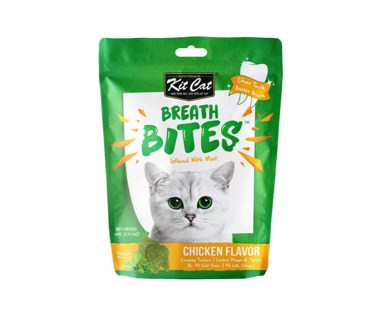 Cat Breath Bites 60 gram Chicken Flavour Oral Treats by Kit Cat