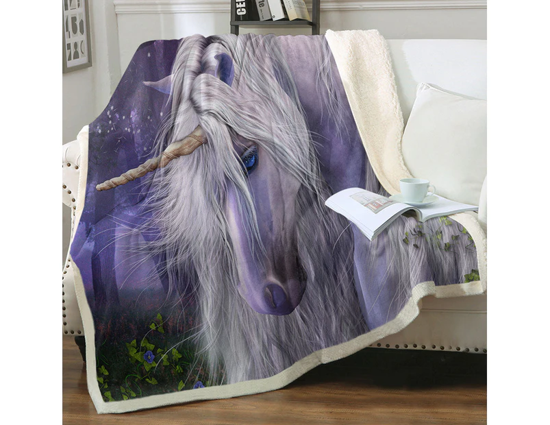 Fantast Art Moonlight Serenade Unicorn Throw Blanket