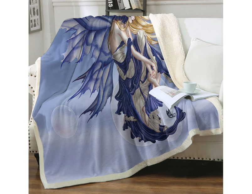 Fantasy Art Blue Dream Fairy Throw Blanket