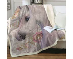 Winter Rose Roses and White Horse Throw Blanket