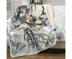 Symphony in Black and White Butterflies Fairy Throw Blanket