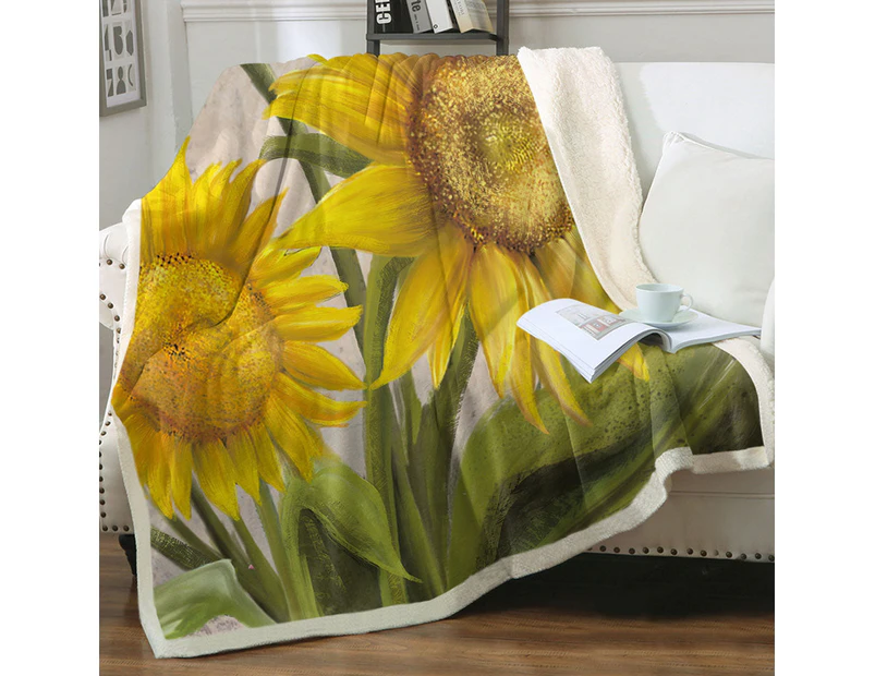 Sunflowers Art Beautiful Yellow Flowers Throw Blanket