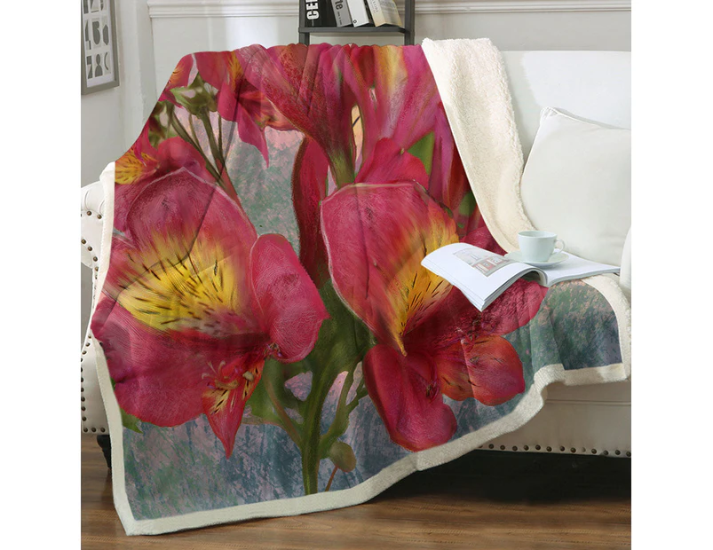 Floral Art Pink Orchid Throw Blanket