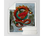 Cool Fantasy Good Fortune Red Chinese Dragon Throw Blanket