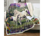 Magical Forest the Sanctuary of the Unicorns Throw Blanket