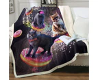 Cool Space Galaxy Cats Riding Donuts Throw Blanket