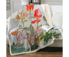 Butterflies and Flowers Art Bleeding Hearts and Tulips Throw Blanket