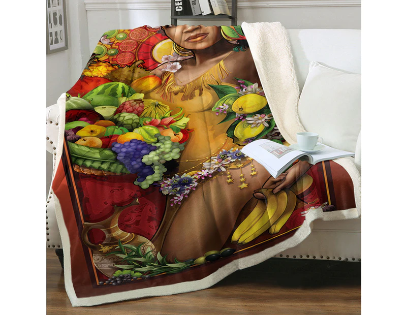 Stunning Black Woman Goddess of Fruit Throw Blanket