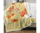 Floral Art Painting Tulips and Daisies Flowers Throw Blanket