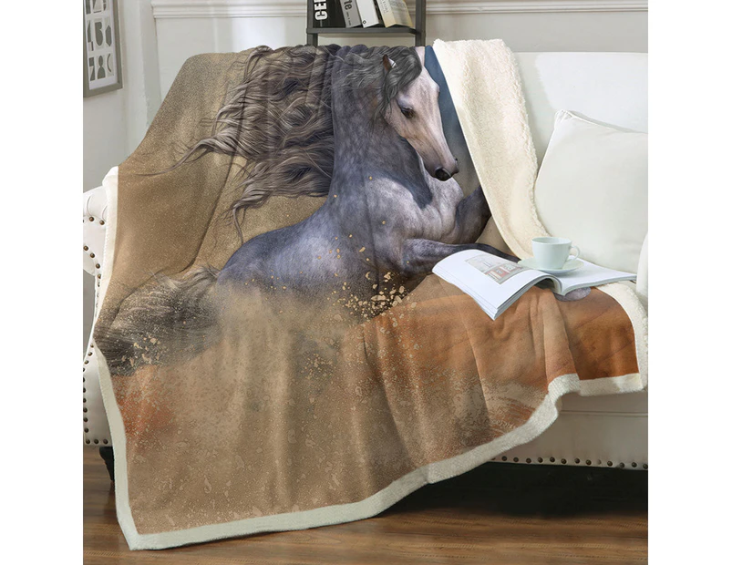 The Desert Barb Wild Horse Art Throw Blanket