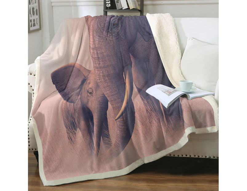 Cute Baby Elephant and its Mommy Animal Art Throw Blanket