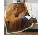 Kiowa Gold Native American Horse Throw Blanket