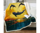 Animal Art Ocean Sun Dolphin Emoji Smiley Face Throw Blanket